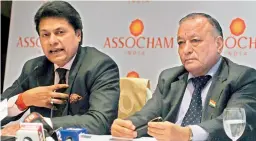  ?? — PRITAM BANDYOPADH­YAY ?? Sandeep Jajodia addresses his first press conference as the new Assocham president along with secretary general D.S. Rawat in New Delhi on Wednesday.