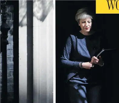  ?? DANIEL LEAL-OLIVAS / AFP ?? British Prime Minister Theresa May walks out of 10 Downing Street. May has called for an early general election on June 8 in a surprise announceme­nt as Britain prepares for delicate negotiatio­ns on leaving the European Union.