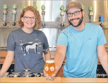  ?? BY KATIE SMITH/THE GUARDIAN ?? Marsha Gallant, Upstreet Craft Brewing’s marketing manager, and Mike Hogan, Upstreet co-founder and beer engineer, are excited to once again launch Rainbrew during Pride Week later this month.