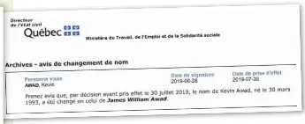 James William ou Kevin Awad ? - PressReader