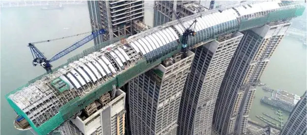  ??  ?? Raffles City Chongqing, China dubbed the ‘horizontal skyscraper’. it is China’s latest engineerin­g marvel.