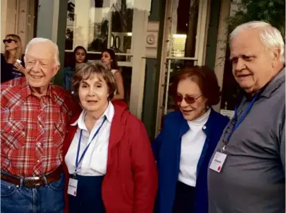  ?? TERRY ADAMSON VIA ASSOCIATED PRESS ?? Ms. Nesmith and Jeff Nesmith posed for a photo with Jimmy and Rosalyn Carter in 2016.