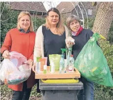  ?? RP-FOTO NINA KAFAII ?? Andree Teramachi, Astrit Hansen und Andrea Blaum setzen sich für einen bewusstere­n Umgang mit Plastik ein.