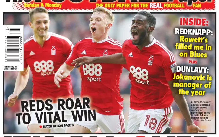  ?? PICTURE: John Sumpter ?? PLENTY TO SHOUT ABOUT: Mustapha Carayol enjoys scoring for Nottingham Forest in their 3-2 win against Reading