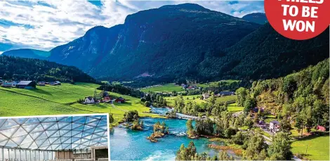  ??  ?? Majestic: Win a fantastic cruise around the Norwegian fjords, above. Far left, the brand-new flagship Iona and, inset, luxury aboard ship