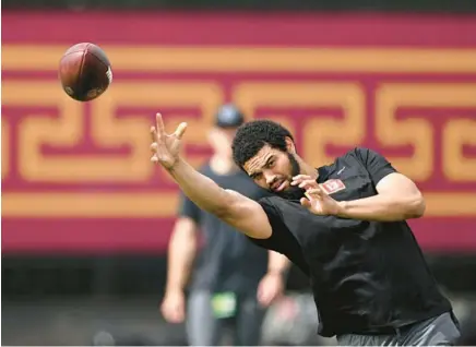  ?? DAVID CRANE/LOS ANGELES DAILY NEWS ?? USC quarterbac­k Caleb Williams at Pro Day at USC on Wednesday.