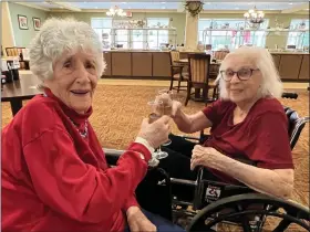  ?? COURTESY OF KEYSTONE VILLA AT FLEETWOOD ?? Ruth (Fahnauer) Mengel and Lois (Albrecht) Henne-Tearney share a friendship spanning 76years, which began while they were students at Reading High School.