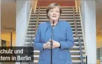  ??  ?? Paarlauf: Schulz und Merkel gestern in Berlin