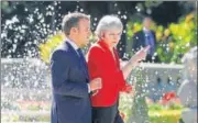  ?? REUTERS ?? British Prime Minister Theresa May and French President Emmanuel Macron in Salzburg on Wednesday.