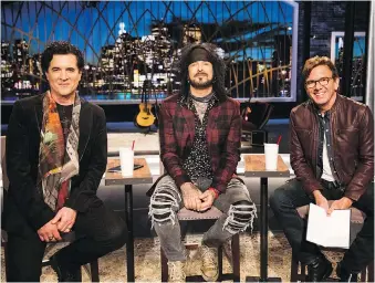  ?? MARK O’NEILL ?? Producer Scott Borchetta, left, rocker Nikki Sixx and guitarist and record producer Dann Huff get ready to make — or break — dreams on CTV’s new music series The Launch.