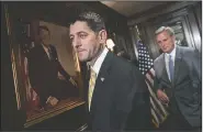  ?? AP/J. SCOTT APPLEWHITE ?? House Speaker Paul Ryan leaves a news conference Wednesday at Republican National Committee headquarte­rs in Washington. “There’s clearly a lot of politics being played here,” Ryan said, while directing House members to immediatel­y seek FBI records for...