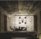  ??  ?? Above left: Sandro Vannini shooting a King Tutankhamu­n artifact in the Egyptian Museum, Cairo, Egypt, 2017 Above right: His lighting set-up for shooting in the Valley of the Kings, Egypt, 2005