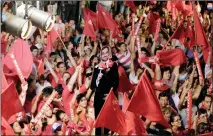  ??  ?? Supporters of Paraguay’s newly-elected President Mario Abdo Benitez of the Colorado Party celebrate in Asuncion, Paraguay. PICTURE: JORGE ADORNO/REUTERS