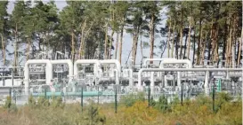  ?? (AFP) ?? Pipe systems are seen at the industrial plant of the Nord Stream 1 Baltic Sea pipeline, Lubmin, Germany