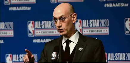  ?? Stacy Revere - 15.fev.20/AFP ?? Adam Silver, 57, é o principal dirigente da liga de basquete norte-americano