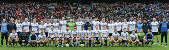  ??  ?? The St Colmcille’s squad line up before the start of Sunday’s final.