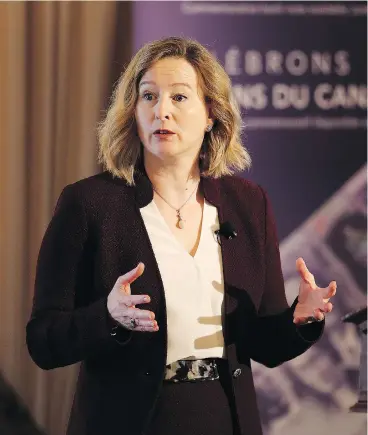  ?? TREVOR HAGEN / BLOOMBERG ?? Carolyn Wilkins, senior deputy governor of the Bank of Canada, talked Monday in Winnipeg about how the nation’s recovery is broadening across regions and sectors, which hints that banks could start raising interest rates.