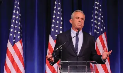  ?? Photograph: Brian Snyder/ Reuters ?? Robert F Kennedy Jr in New Hampshire in June. ‘His crazy ideas – like Trump’s – are catnip for the media.’