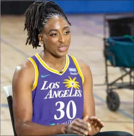  ?? PHOTO BY CHUCK BENNETT ?? Nneka Ogwumike said her “veteran vision remains clear and committed” after re-signing with the Sparks. She is the 2016 league MVP and a seven-time All-Star.