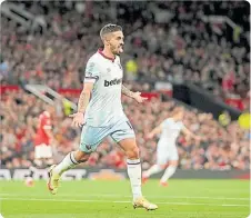  ?? ?? EL FESTEJO DEL DE WEST HAM EN EL 1-0 EN EL OLD TRAFFORD.