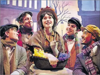  ?? [MARK MINEART] ?? From left, Kenneth Remaklus, Maxwell Bartel, Emma Shine, Lincoln Belford and Andre Spathelf-Sanders in the Otterbein Summer Theatre production of “My Fair Lady”