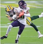  ?? WM. GLASHEEN / USA TODAY ?? Kevin King, making a tackle against the Bears, got a one-year deal from the Packers.