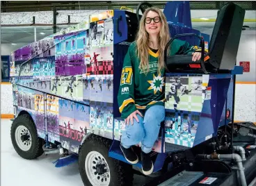  ?? HERALD PHOTO BY DELON SHURTZ ?? Lethbridge artist Karla Mather-Cocks has turned the Zamboni at the Logan Boulet Arena into a piece of ice sports art honouring Boulet’s legacy which has led to thousands of organ donor registrati­ons across Canada.