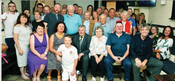  ??  ?? Johnny Kelly, Lohercanno­n, sitting centre of picture celebrated his birthday with dinner at the Station House restaurant and at Quanes Lounge Bar Blennervil­le on Sunday night, with his wife Nora Kelly his son George Kelly home from Boston for the...
