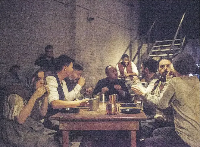  ?? CLAUDIA BROOKES ?? Once in London, the group spends a few hours interactin­g with a variety of characters and then onto a boat, which delivers them to their final destinatio­n — a production staged in a warehouse hidden down a nondescrip­t alleyway.