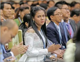  ?? HENG CHIVOAN ?? Social media celebrity Thy Sovantha attends an environmen­tal forum hosted by Prime Minister Hun Sen earlier this year at the Peace Place in Phnom Penh.