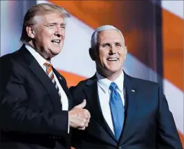  ?? CAROLYN KASTER/AP ?? Donald Trump will likely depend on Vice President-elect Mike Pence to push his agenda.