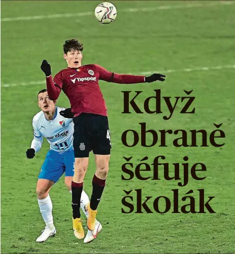  ??  ?? Ligová premiéra
Sparťan Martin Vitík v neděli nastoupil poprvé, během podzimu už poznal Evropskou ligu. Ve čtvrtek mu bude osmnáct let. Profimedia.cz