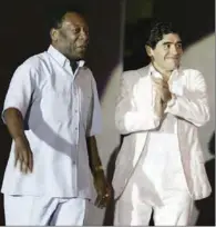  ?? (Pic: Karim Jaffar) ?? Diego Maradona with Pele in Doha during the Aspire Academy for Sports Excellence opening on November 17, 2005.