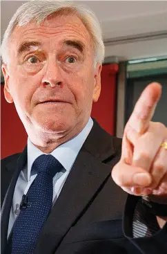  ?? ?? Backlash: John McDonnell was condemned by MPs