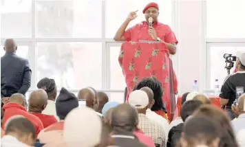  ?? | African News Agency (ANA) ?? DEPUTY president of the EFF, Floyd Shivambu, addresses members of the private security sector at Durban’s Emmanuel Cathedral, yesterday. | GCINA NDWALANE