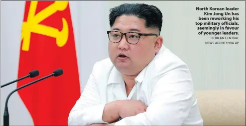  ?? — KOREAN CENTRAL NEWS AGENCY/VIA AP ?? North Korean leader Kim Jong Un has been reworking his top military officials, seemingly in favour of younger leaders.