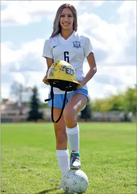  ?? RECORDER PHOTO BY NAYIRAH DOSU ?? Monache High School senior, Zoe Rios, is The Recorder’s 2019-20 Orange Belt Girls Soccer Player of the Year.