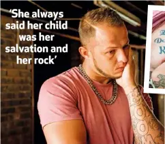  ??  ?? ABOVE: Renier – like Shanei – has a tattoo of Reanei’s name. LEFT: Reanei’s dad says it was unreal to see his child’s little body under a blanket after the accident. FAR LEFT: To Annelie Hunter Smith, Shanei is like her own daughter.