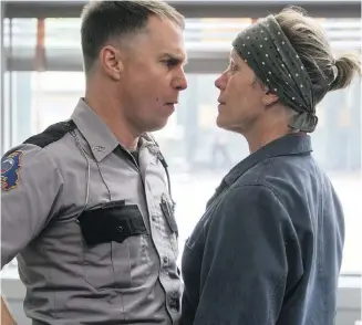  ?? FOX SEARCHLIGH­T ?? Sam Rockwell and Frances McDormand in a scene from Three Billboards Outside Ebbing, Missouri.