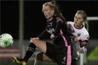  ??  ?? Goalscorer Claire O’Riordan brings the ball under control.