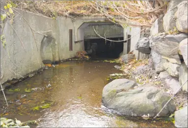  ?? Leslie Hutchison / Hearst Connecticu­t Media ?? The tunnel is large enough to stand upright in near the area where the interior bulkhead doors lead to the waterway.