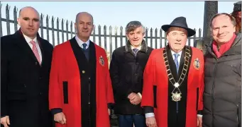  ??  ?? James Byrne, cllr Pio Smith, John Mc Cullen president of the Old Drogheda Society and Mayor Frank Godfrey with Anthony Moore at the Halpin and Moran annual commemorat­ion. Below, members of the ONE and right, poet Bridie Maxwell and Fr Colm O’Mahony.