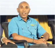  ?? TAYLOR/PHOTOGRAPH­ER GLADSTONE ?? Keith Wellington, vice-president, ISSA makes a point during Thursday’s TVJ Sports Town Hall at Mico University College.