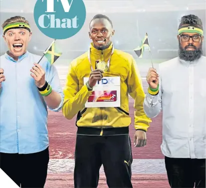  ??  ?? ● Rob and Romesh flew to Jamaica to meet Olympic sprint legend Usain Bolt, centre