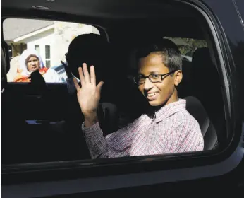  ?? LM Otero / Associated Press ?? Ahmed Mohamed, 14, was arrested this month for bringing a homemade clock to his school in Irving, Texas. School officials mistook it for a bomb.