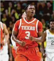  ?? Julio Cortez/Associated Press ?? With wins in three of their last four, Max Abmas and UT are on an upswing heading into the Big 12 tourney.