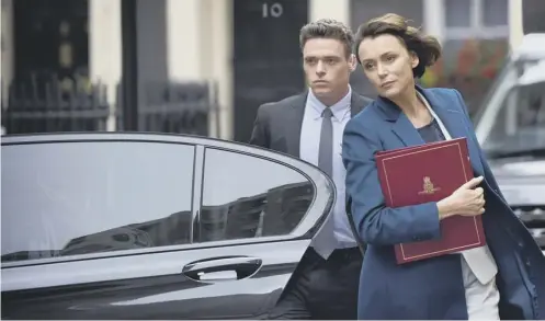  ?? PICTURE: BBC ?? 0 Scots actor Richard Madden as the eponymous hero and Keeley Hawes as the Home Secretary in Bodyguard
