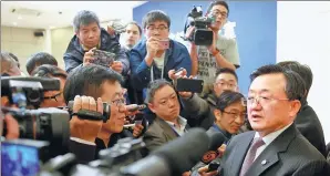  ?? ZOU HONG / CHINA DAILY ?? Vice-Foreign Minister Liu Zhenmin answers reporters’ questions in Beijing on Wednesday at a news conference on the State Council Informatio­n Office’s publicatio­n of a white paper on China’s Asia-Pacific security cooperatio­n.