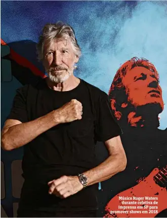  ?? Karime Xavier/Folhapress ?? Músico Roger Waters durante coletiva de imprensa em SP para promover shows em 2018