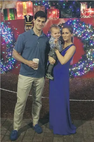 ?? KATIA PACIORETTY ?? Montreal Canadiens forward Max Pacioretty with his wife, Katia, and their year-old son, Lorenzo, in Florida at Christmas. They are expecting a second child later this year, perhaps during the playoff run.